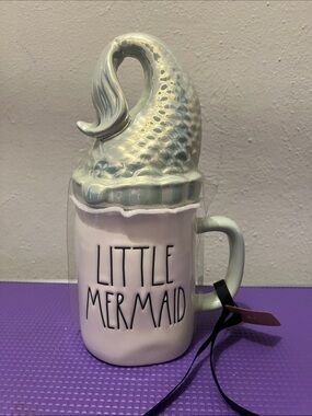 Little Mermaid Ceramic Mug with Iridescent Tail Lid - Pale Mint